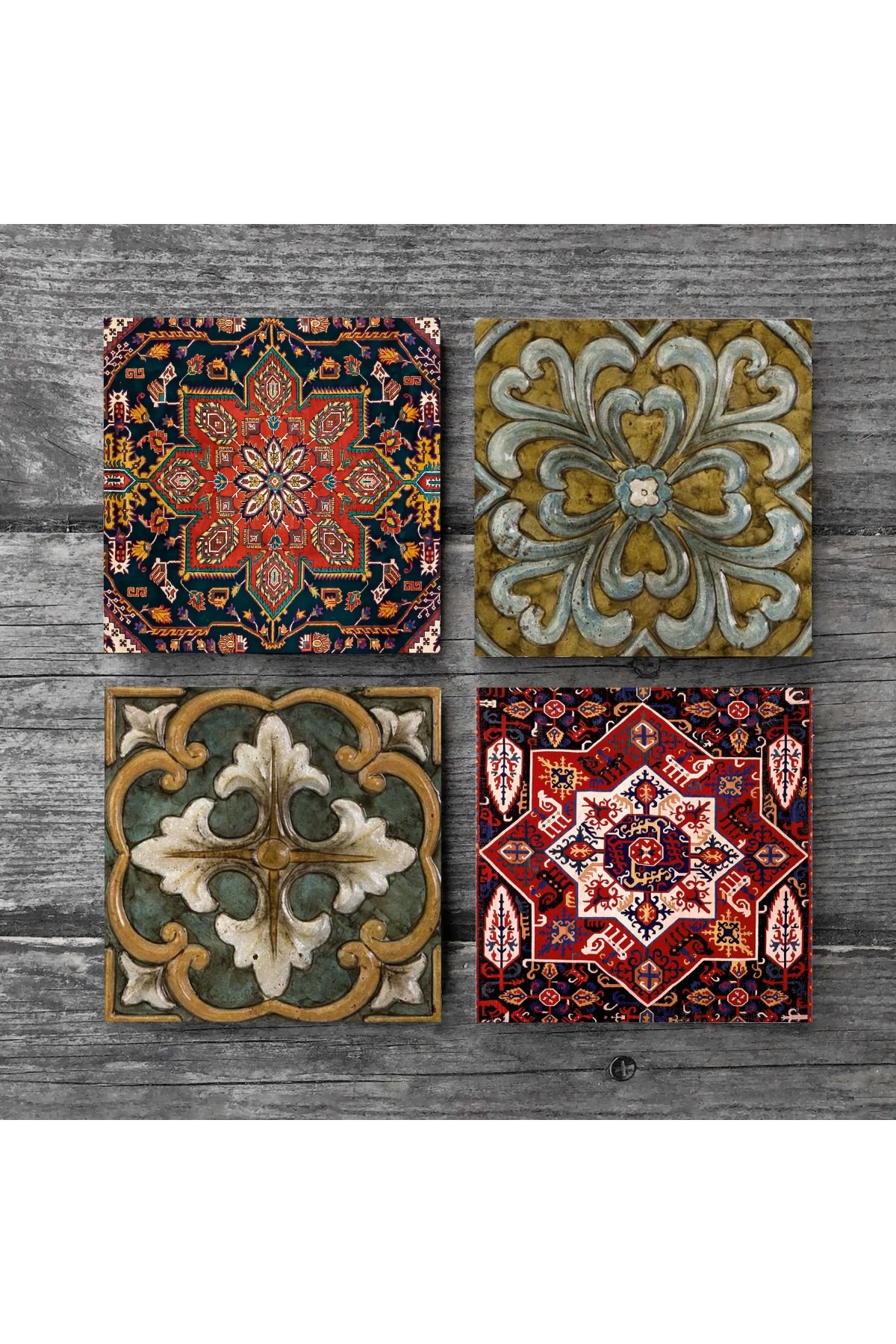 Pattern Stone Coasters Desktop Protective Coasters 4 Piece Set 10x10cm Stone Coasters