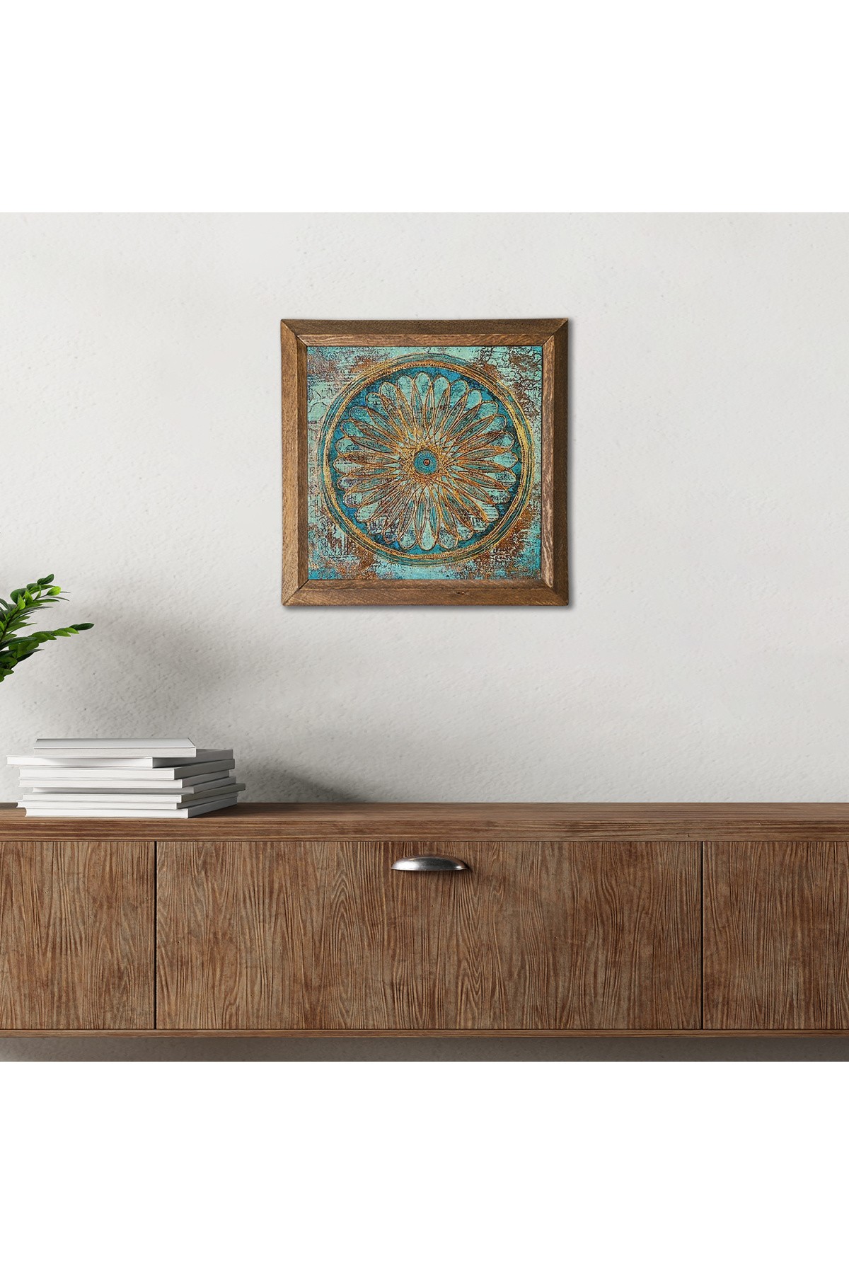 Flower of Life Stone Wall Painting Wooden Framed Wall Decoration Wall Art 25x25cm