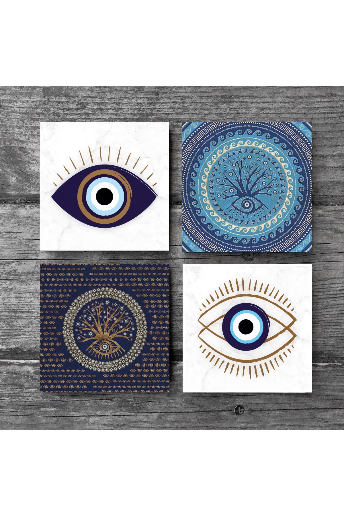 Evil Eye Stone Coaster Desktop Protective Coaster 4 Piece Set 10x10cm Stone Coasters