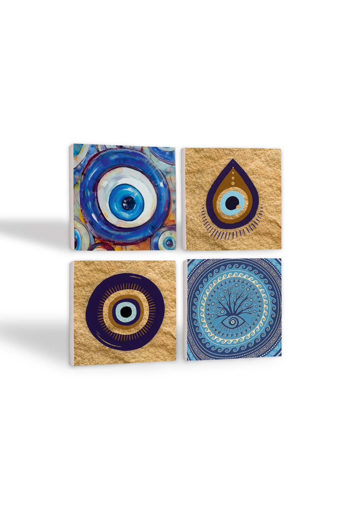 Evil Eye Stone Coaster Desktop Protective Coaster 4 Piece Set 10x10cm Stone Coasters