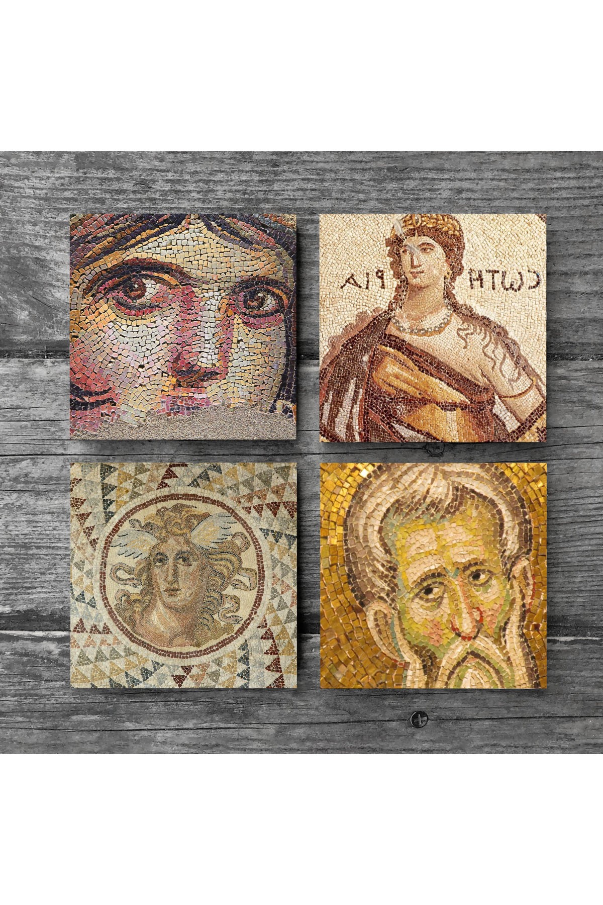 Soteria Mosaic, Gypsy Girl, Mosaic Series Stone Coasters Desktop Protective Coasters 4 Piece Set 10x10cm Stone Coasters