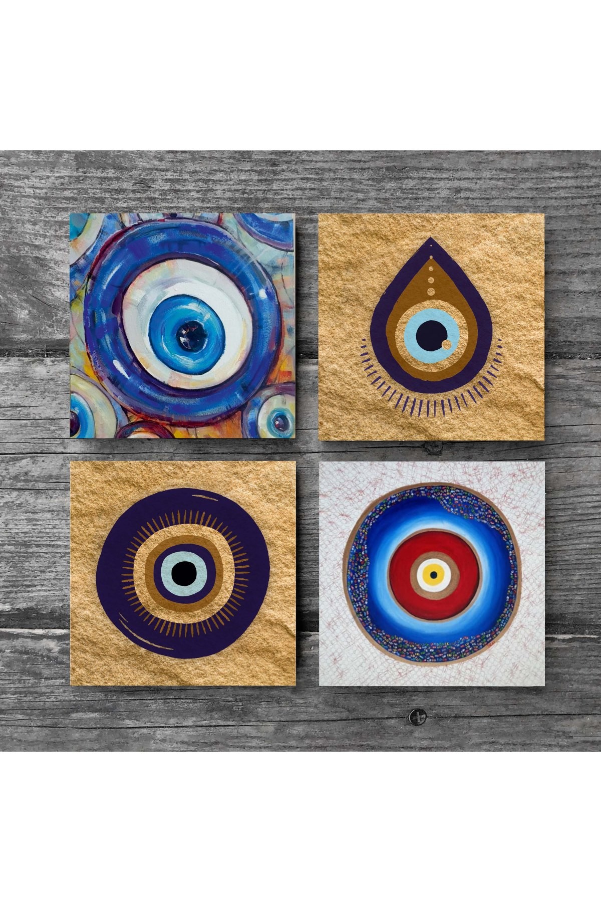 Evil Eye Stone Coaster Desktop Protective Coaster 4 Piece Set 10x10cm Stone Coasters