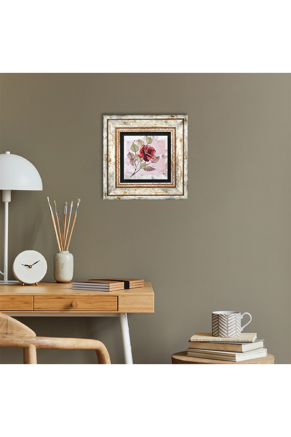 Rose Flower Stone Wall Painting Framed Wall Decor Wall Art