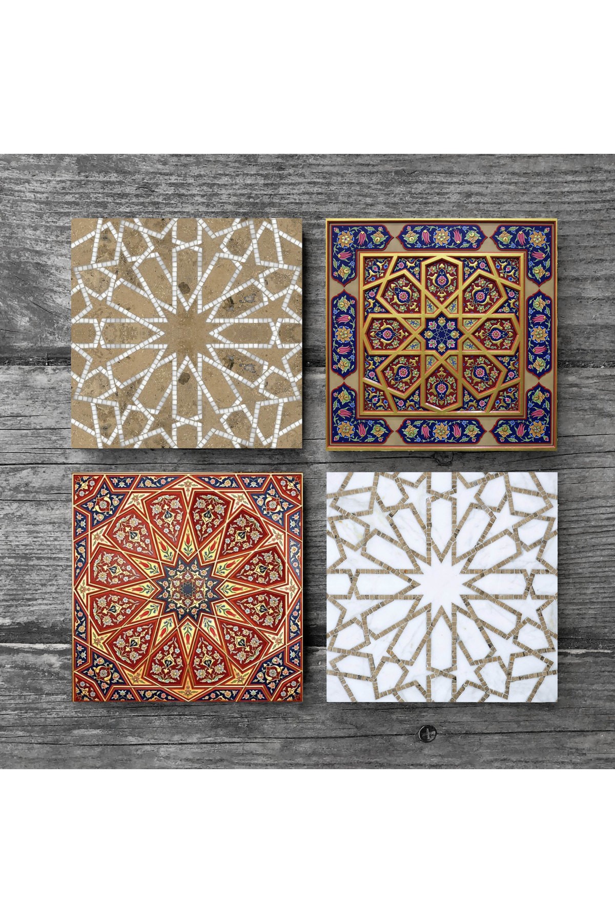 Ethnic Pattern Stone Coasters Desktop Protective Coasters 4 Piece Set 10x10cm Stone Coasters