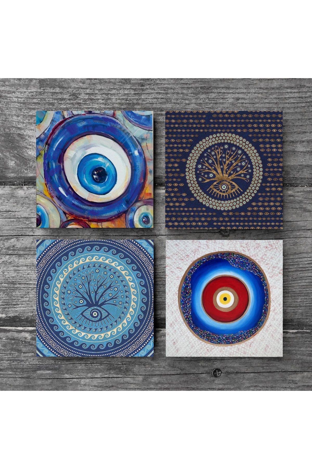 Evil Eye Stone Coaster Desktop Protective Coaster 4 Piece Set 10x10cm Stone Coasters