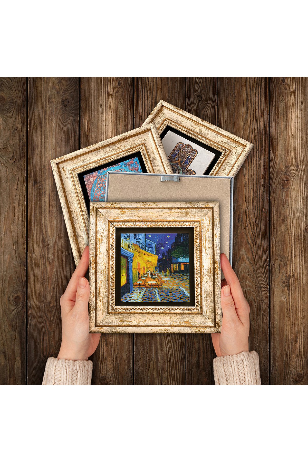 Van Gogh Stone Wall Painting Framed Wall Decor 6 Piece Painting Set Wall Art