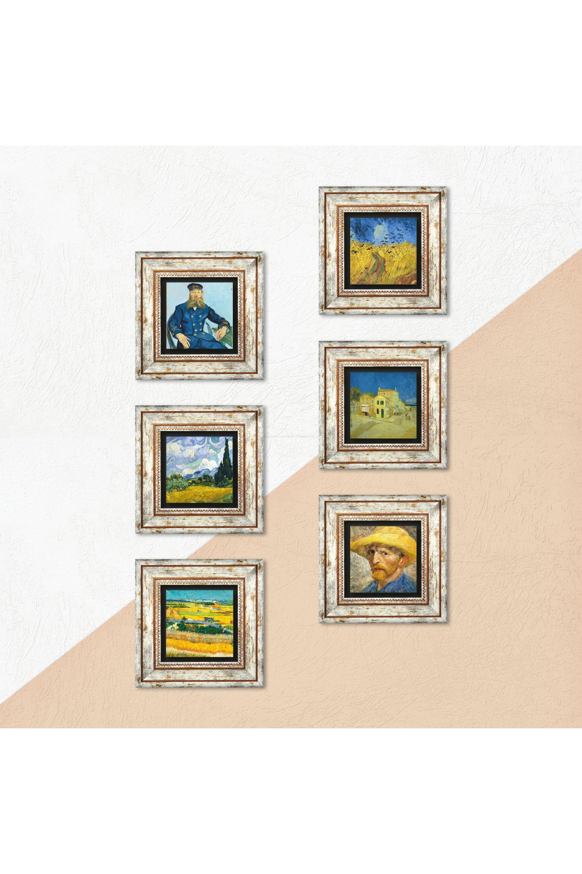 Van Gogh Stone Wall Painting Framed Wall Decor 6 Piece Painting Set Wall Art