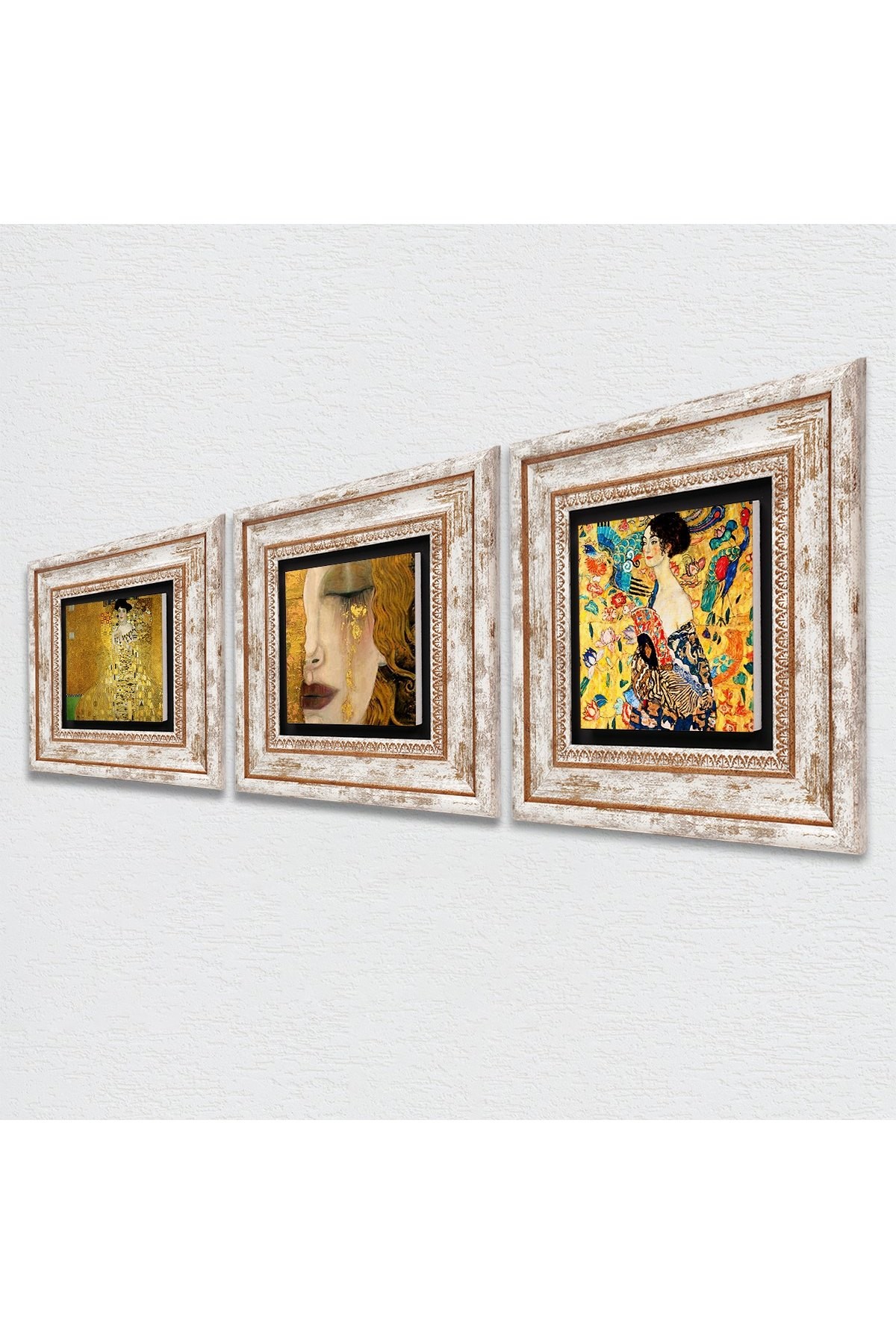 Gustav Klimt Stone Wall Painting Framed Wall Decor 3 Piece Painting Set Wall Art