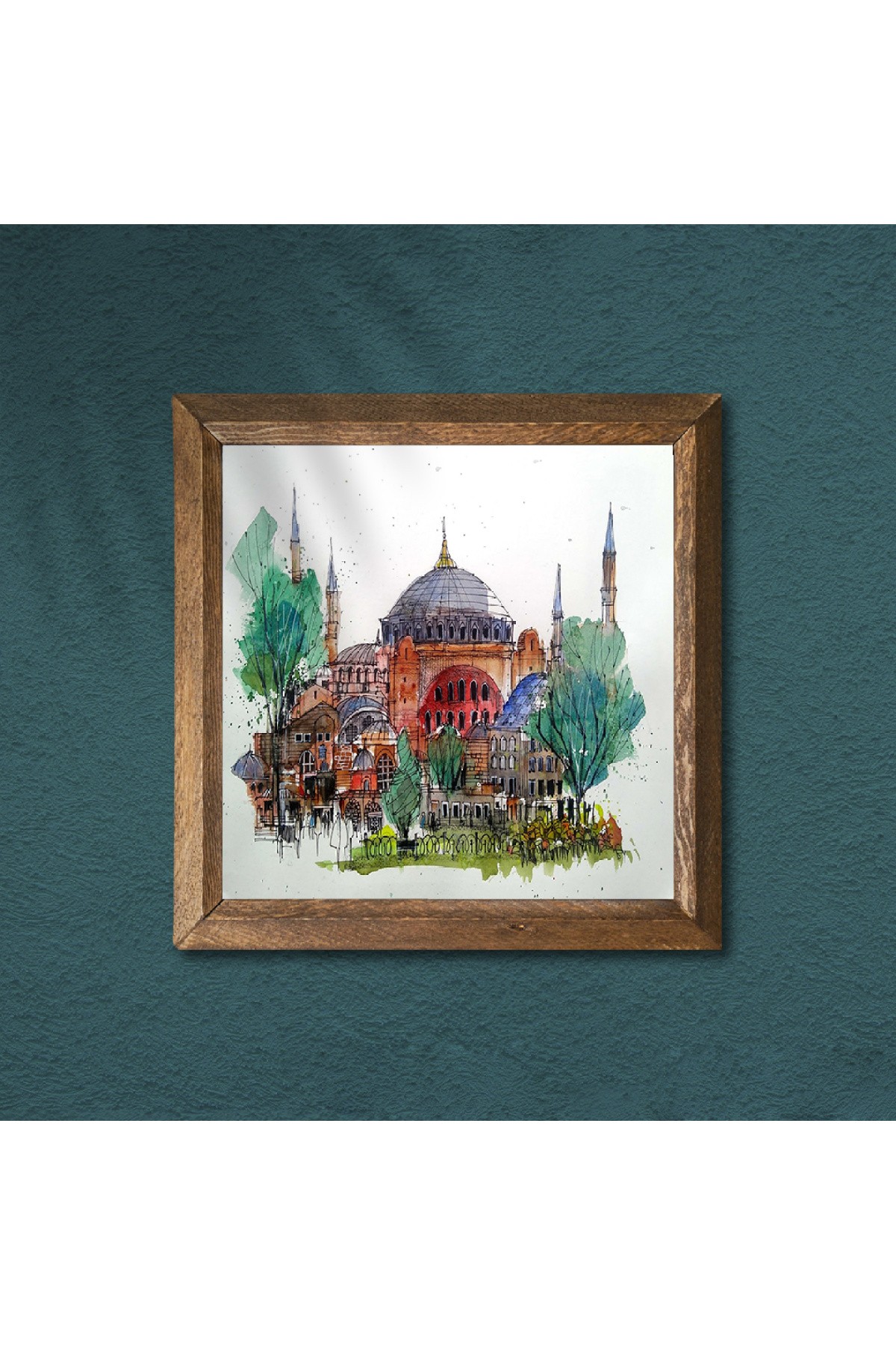 Istanbul Hagia Sophia Stone Wall Painting Wooden Framed Wall Decor Wall Art 25x25cm