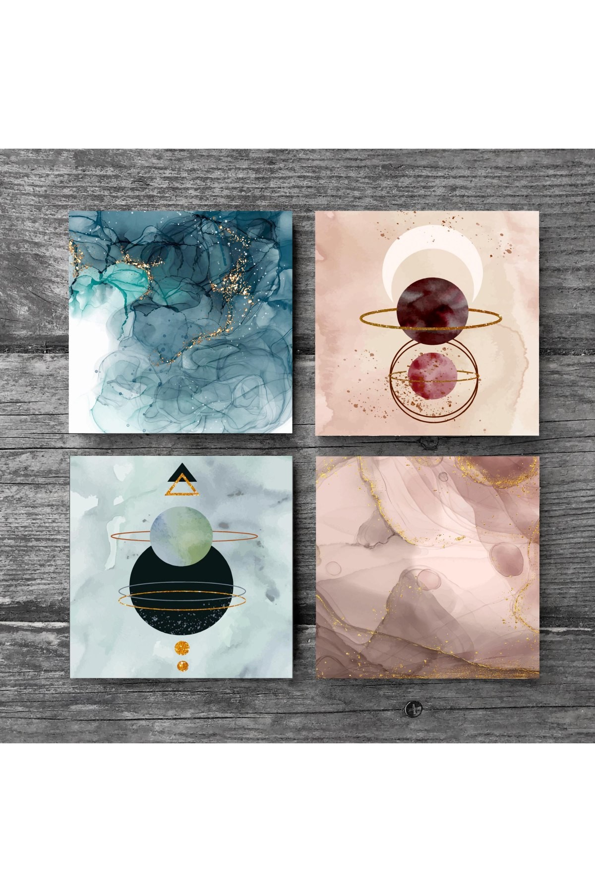 Minimalist, Abstract Art Stone Coasters Desktop Protective Coasters 4 Piece Set 10x10cm Stone Coasters