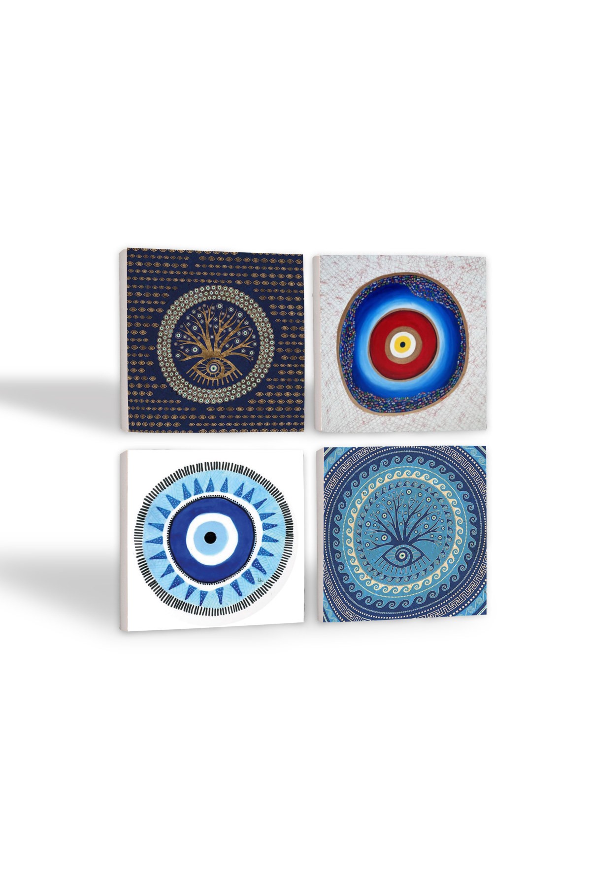 Evil Eye Stone Coaster Desktop Protective Coaster 4 Piece Set 10x10cm Stone Coasters