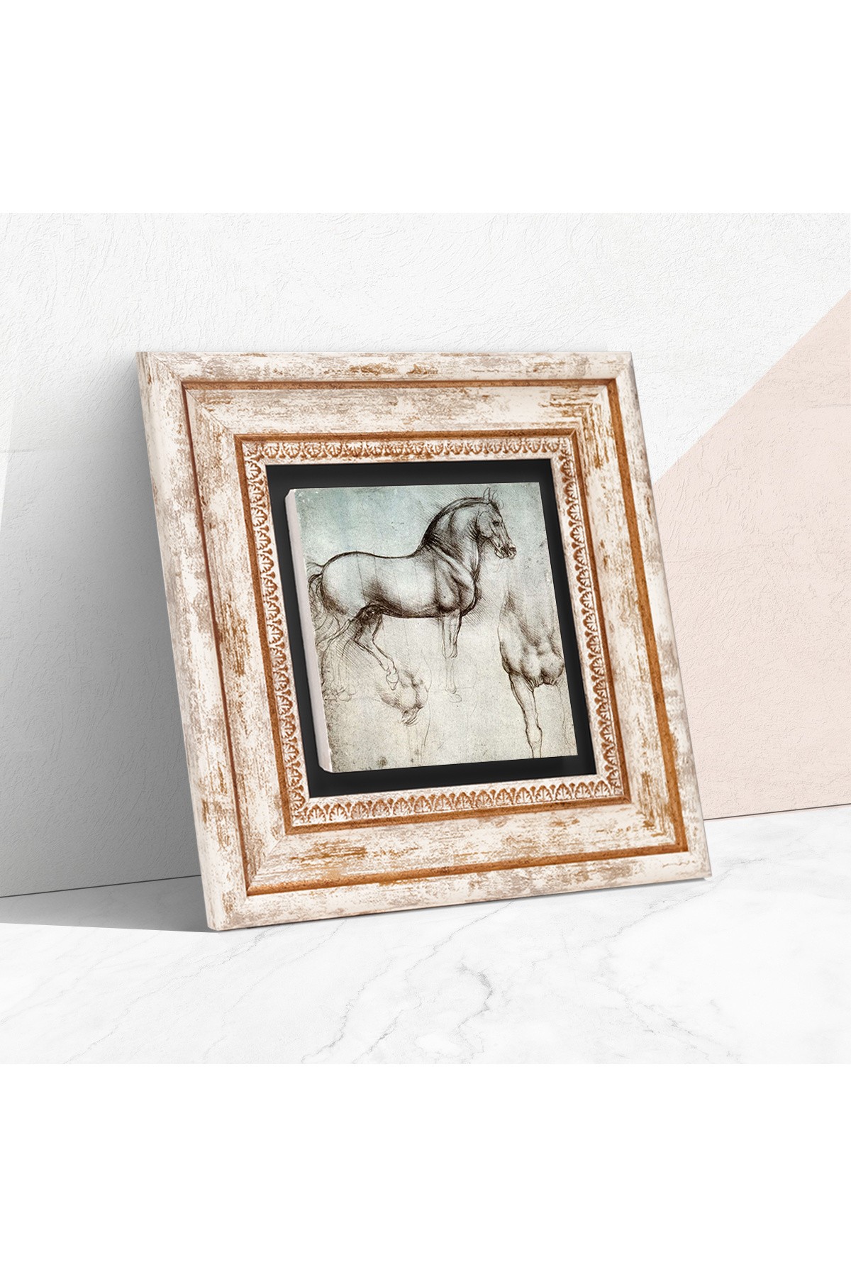 Leonardo da Vinci Horse Statue Stone Wall Painting Framed Wall Decor Wall Art