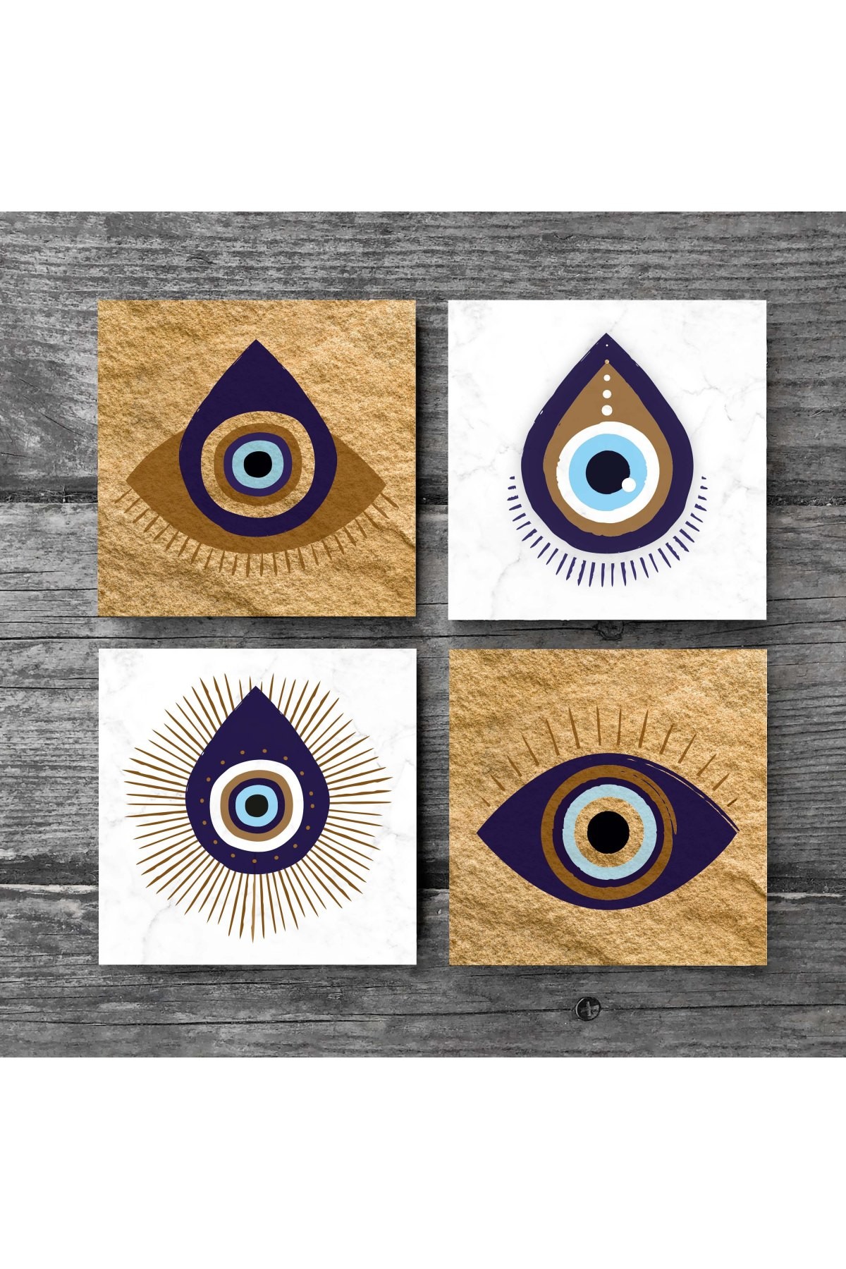 Evil Eye Stone Coaster Desktop Protective Coaster 4 Piece Set 10x10cm Stone Coasters