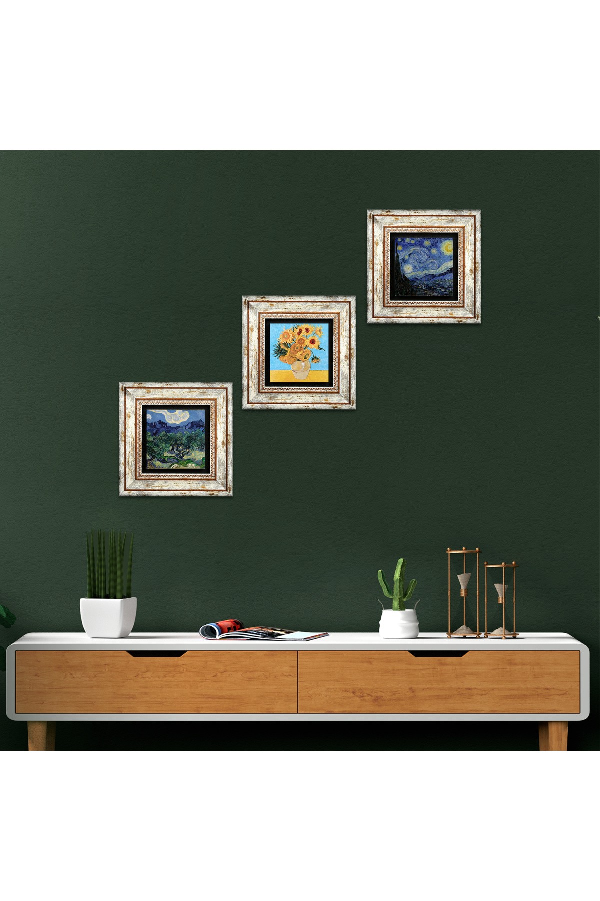 Van Gogh Stone Wall Painting Framed Wall Decor 3 Piece Painting Set Wall Art