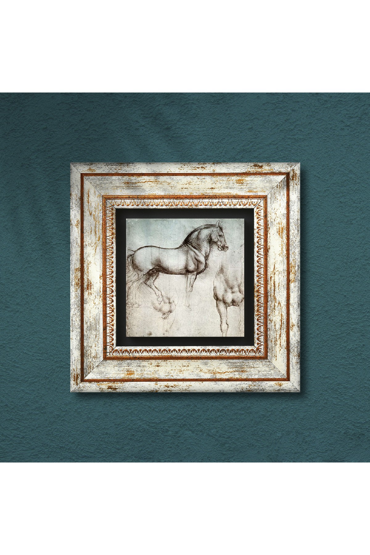 Leonardo da Vinci Horse Statue Stone Wall Painting Framed Wall Decor Wall Art