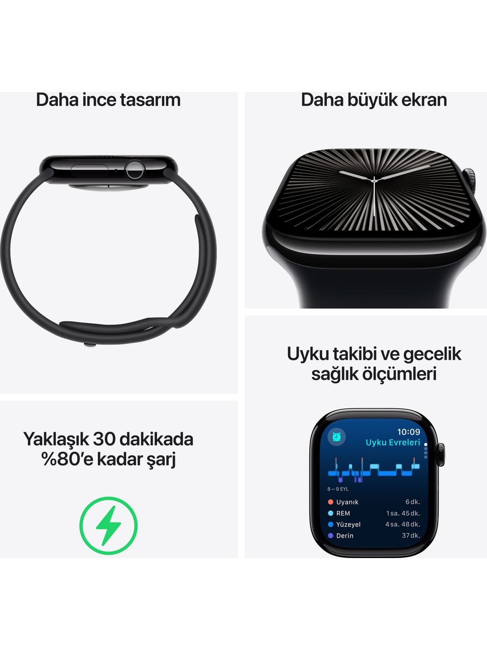Apple Watch Series 10 Gps 42MM Silver Aluminium Case With Denim Sport Band - S/M