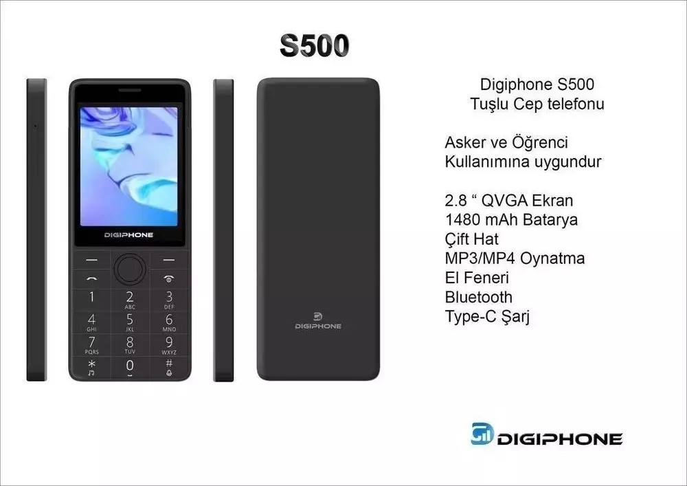 DigiPhone S500 Siyah Tuşlu Telefon