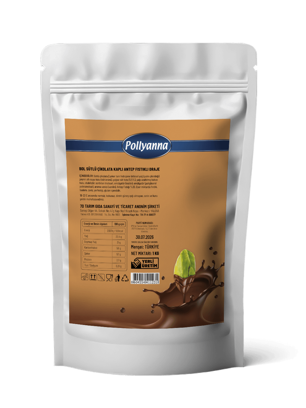 BOL SÜTLÜ ÇİKOLATA KAPLI ANTEP FISTIKLI DRAJE (1 KG)