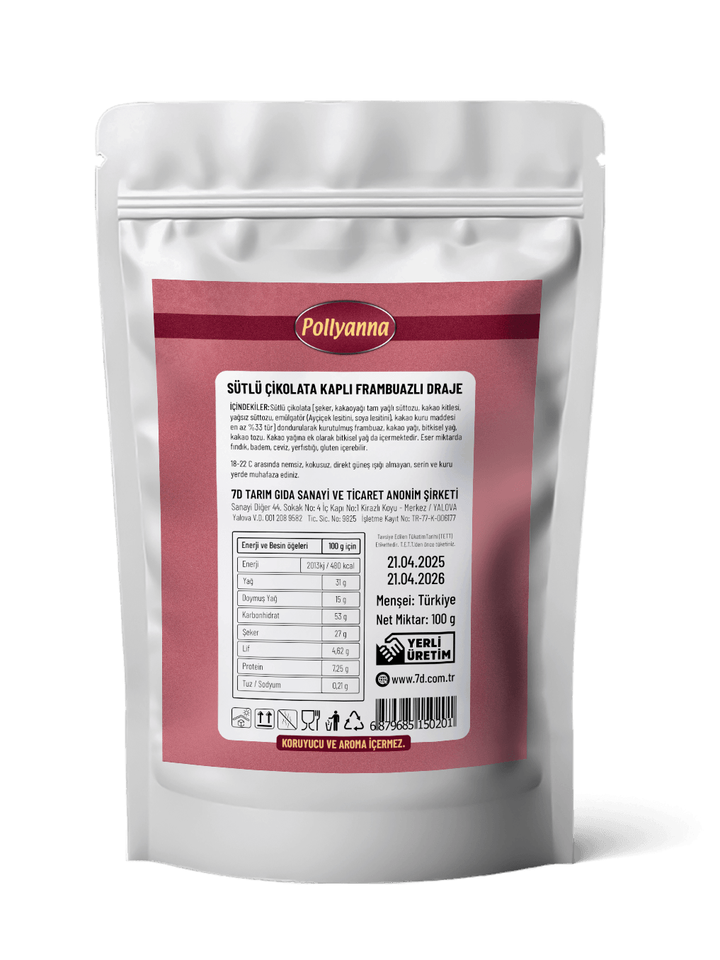 POLLYANNA FRAMBUAZLI DRAJE (100 GR)