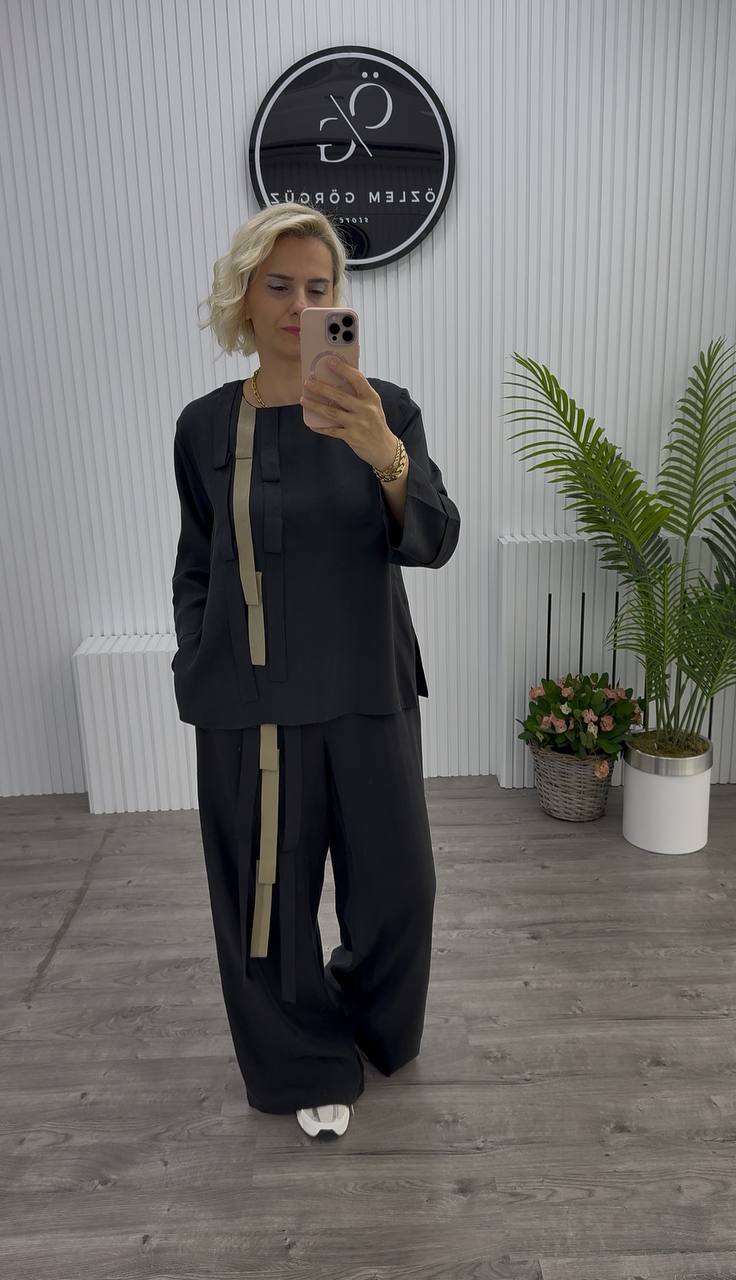 SİYAH PANTOLON BLUZ TAKIM