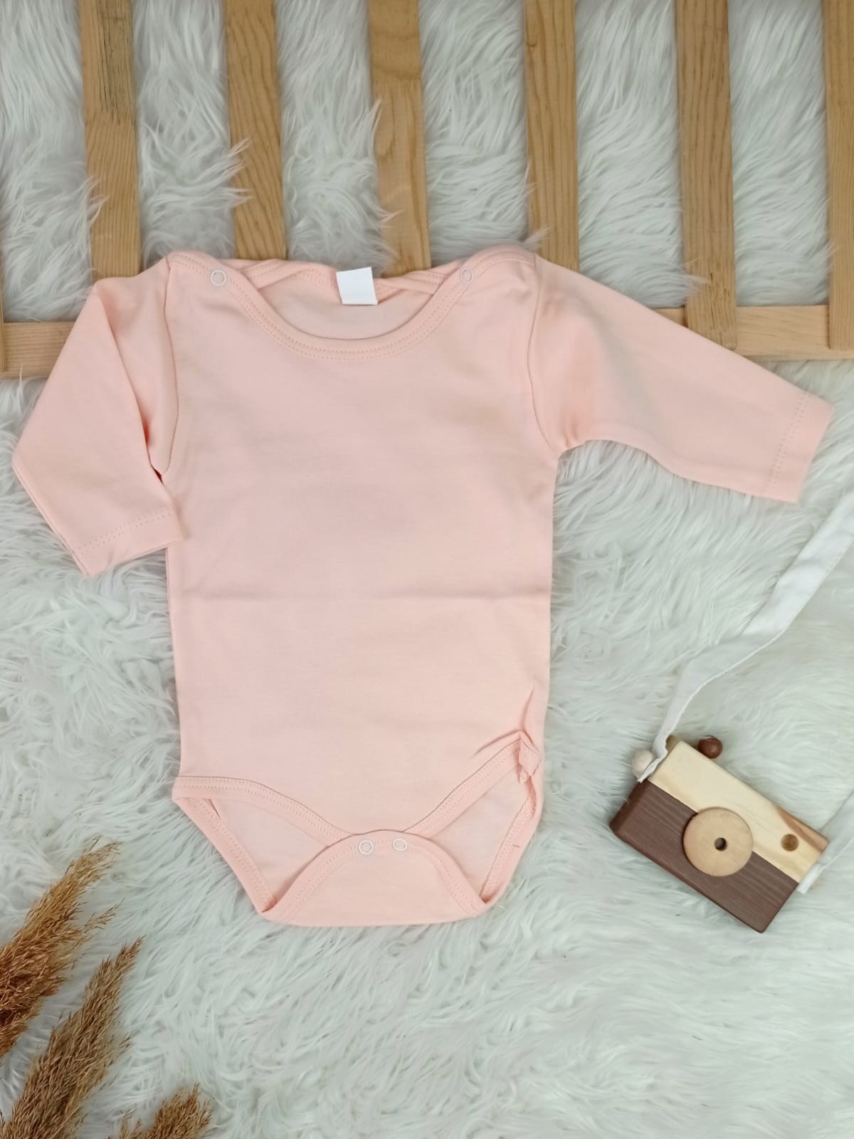 2563 UZUN KOL DÜZ RENK ÇITÇITLI BODY  - Somon