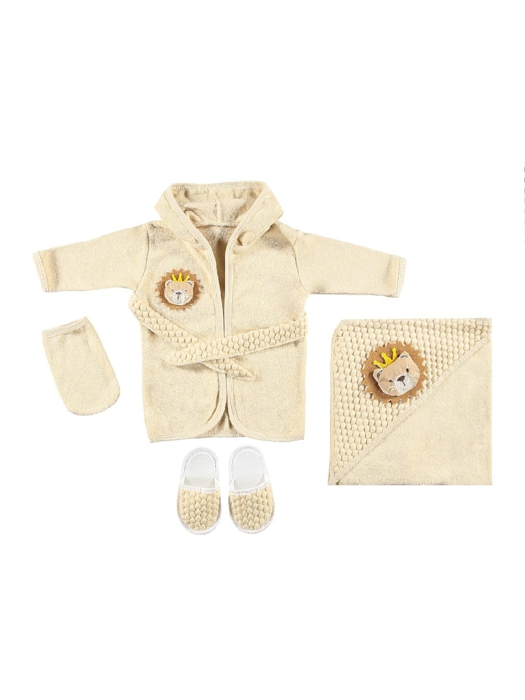 408544 ORGANİK ASLAN BEBE BORNOZ SETİ
