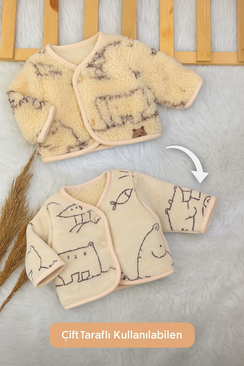 2598 ÇİFT TARAF KULLANILABİLİR BEBE HIRKA 