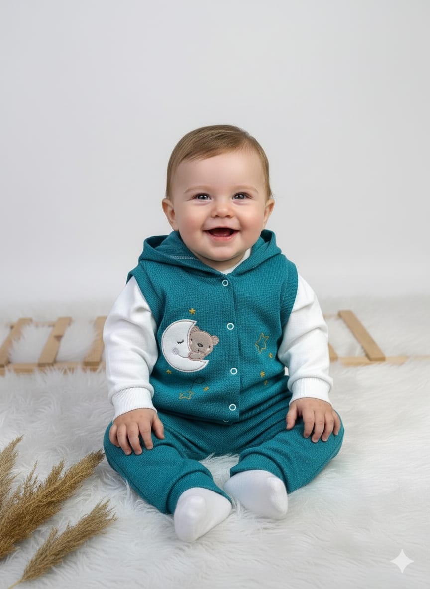 1915 KAŞKORSE KAPŞONLU YELEKLİ KIŞLIKM TAKIM  - Yeşil