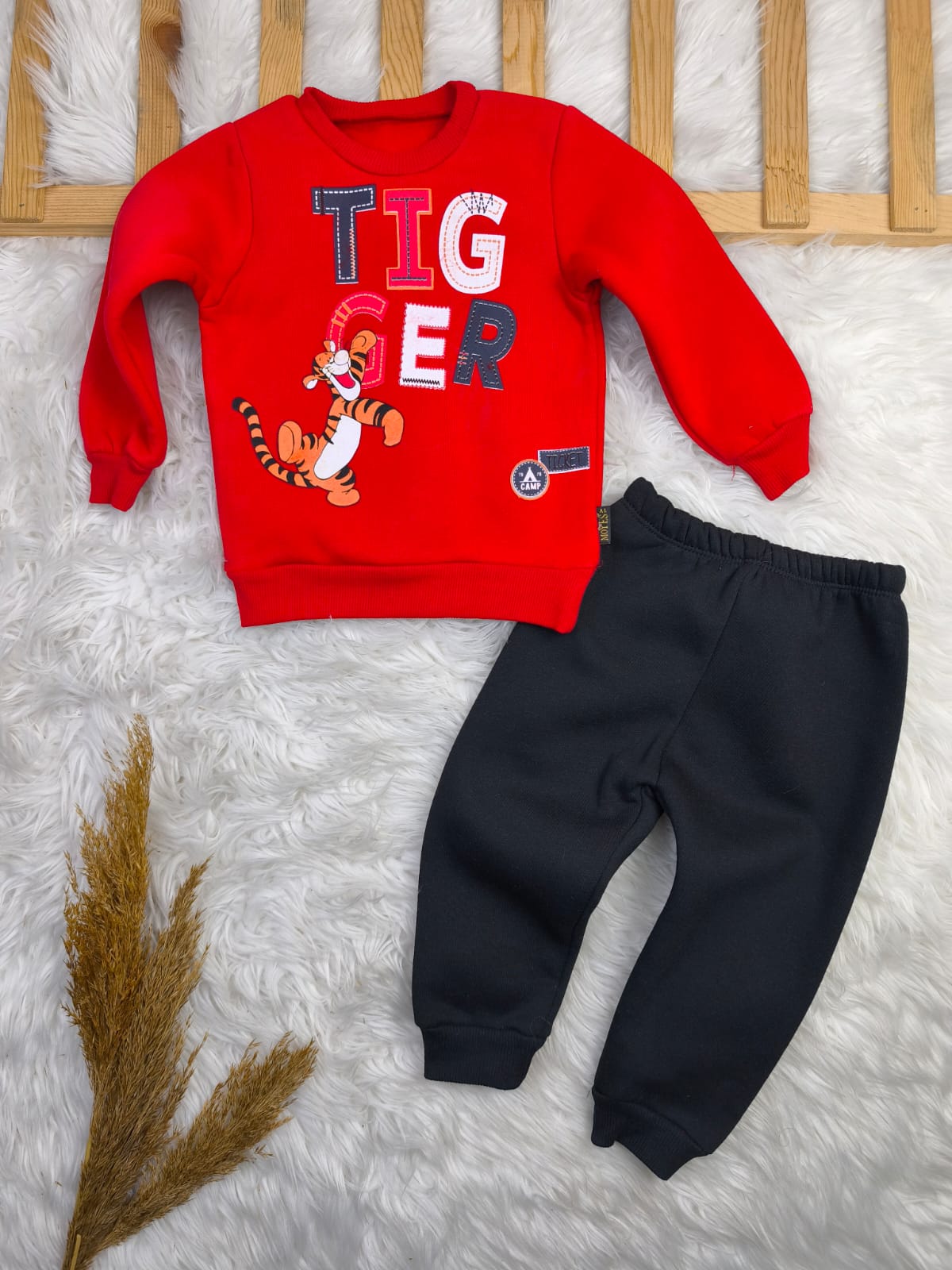 1910 TİGER YAZILI 3 İP KIŞLIK TAKIM  - Kırmızı