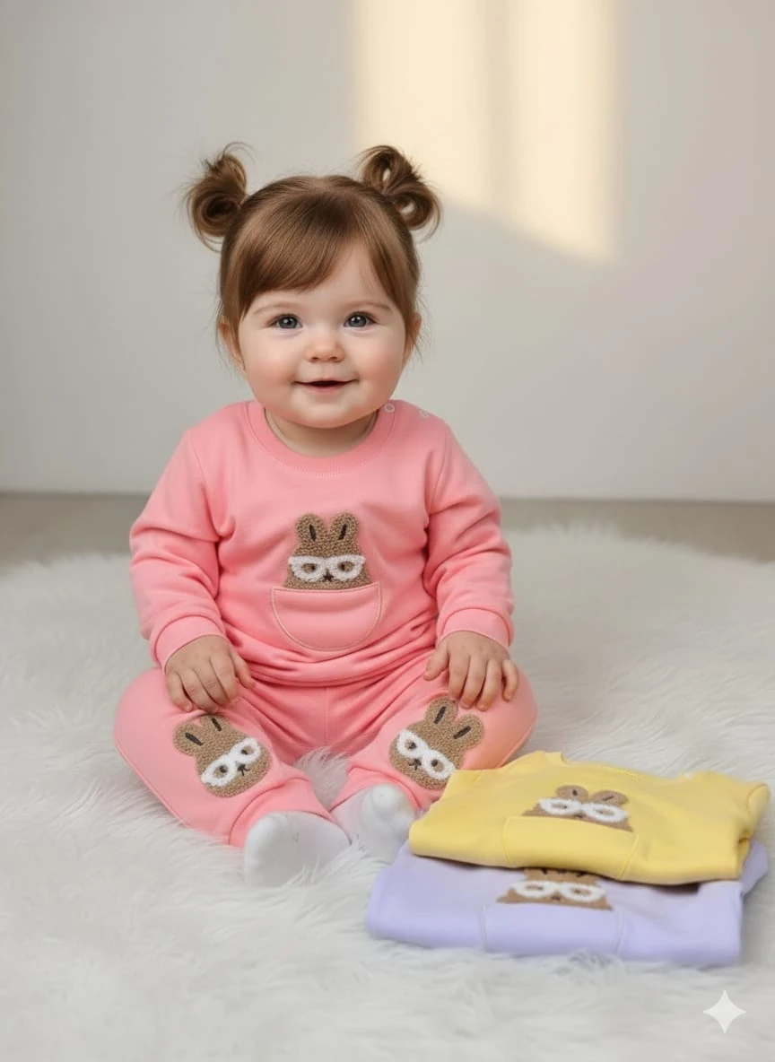 1944 GÖZLÜKLÜ TAVŞAN PUNCH NAKIŞLI TAKIM - Somon