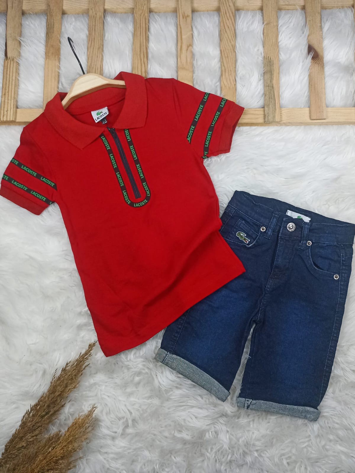 9178 LOCOST POLO YAKA KOT ŞORTLU TAKIM  - Kırmızı