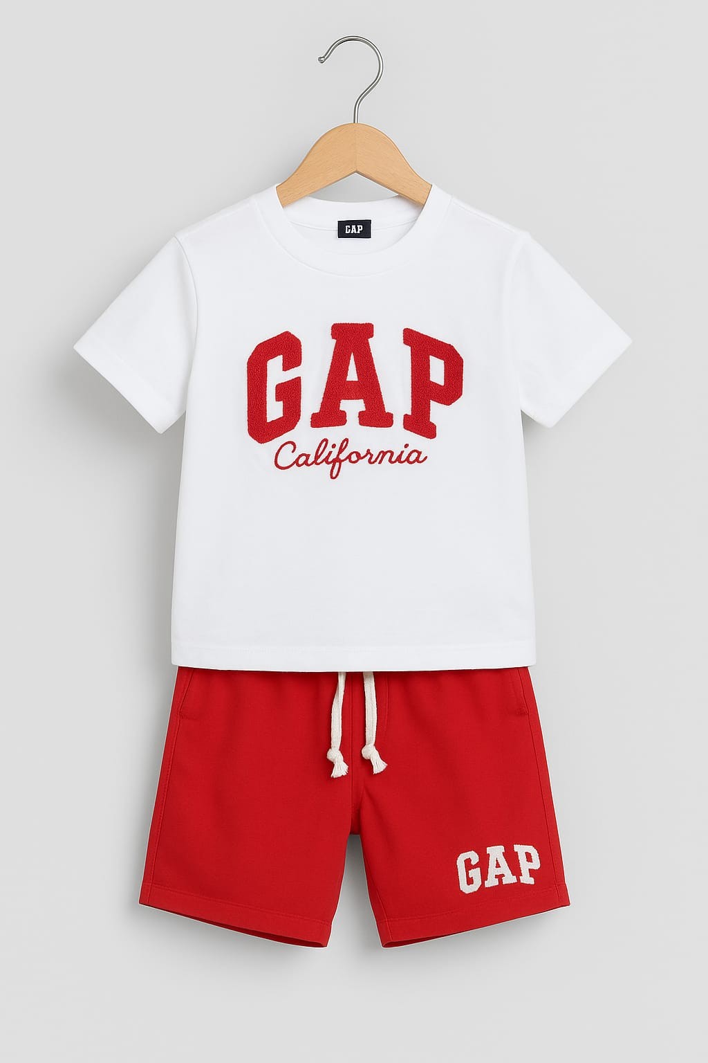 9185 GAP PUNCH NAKIŞLI ŞORTLU TAKIM  - Kırmızı