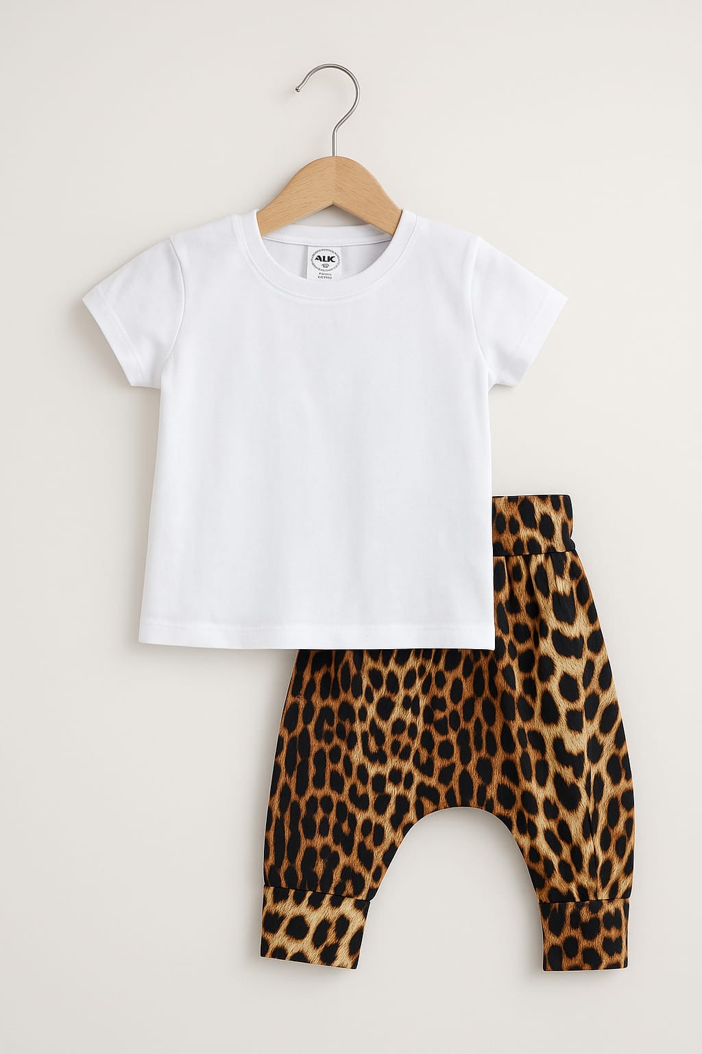 10388 LEOPAR DESEN ŞALVAR TAKIM  - Beyaz