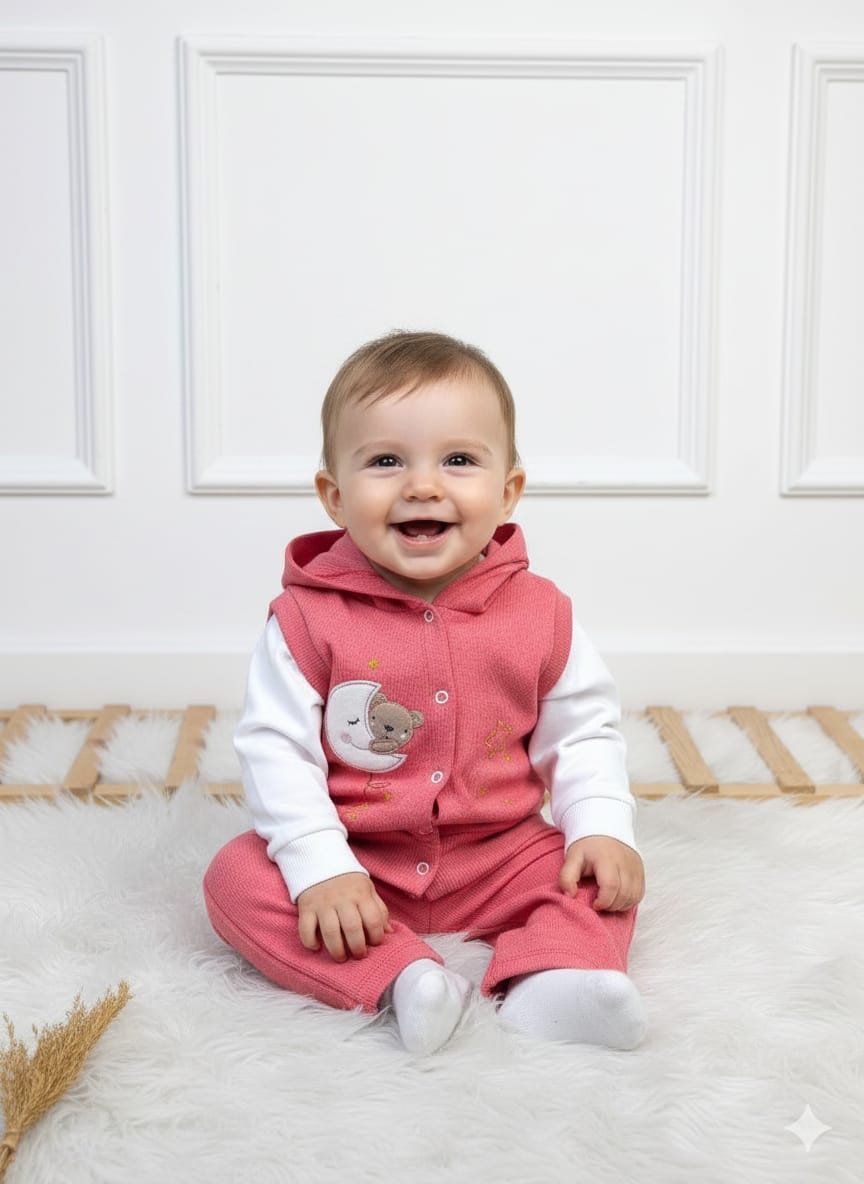 1915 KAŞKORSE KAPŞONLU YELEKLİ KIŞLIKM TAKIM  - Nar çiçeği