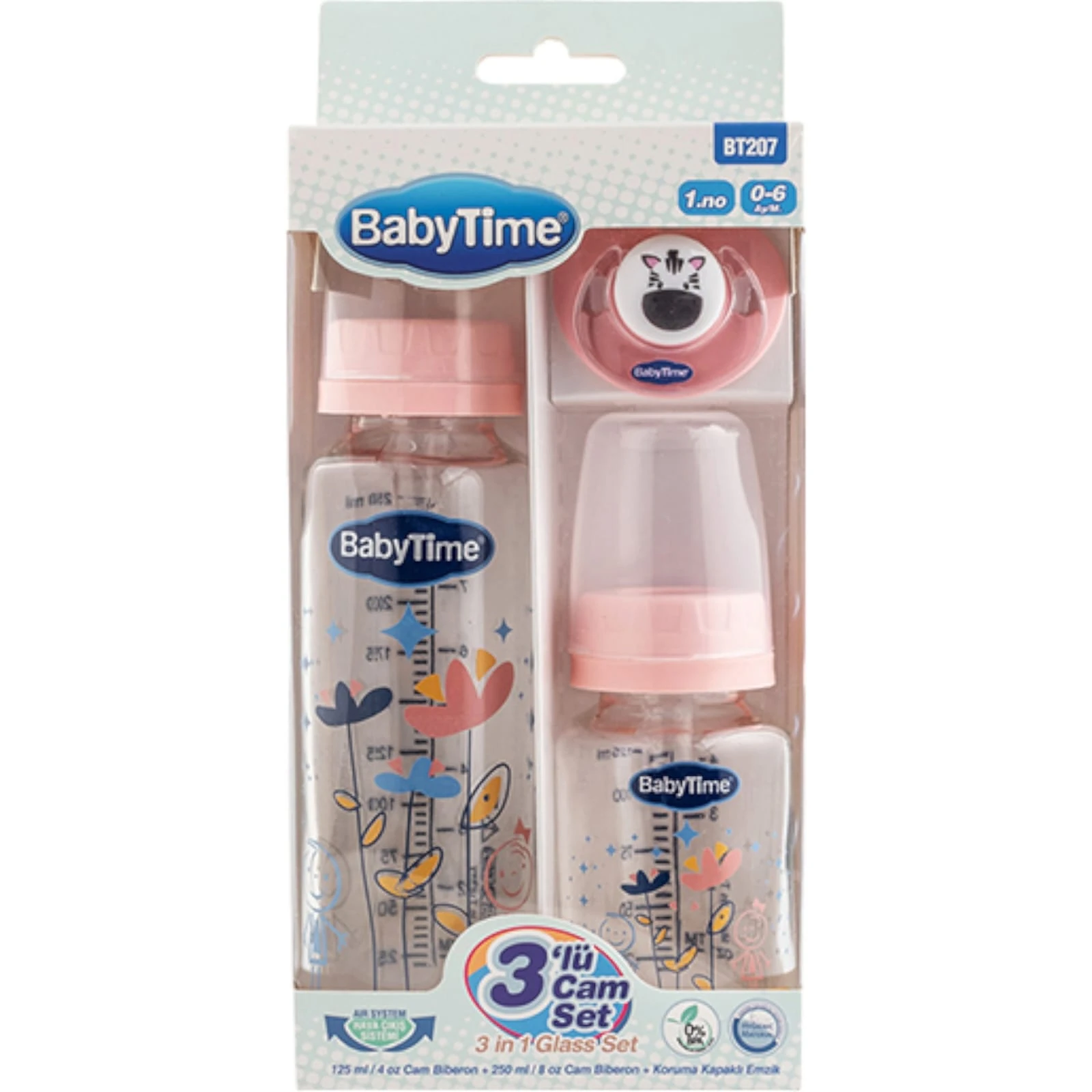 433717 BABY TİME 3'LÜ CAM SETİ  - Pembe