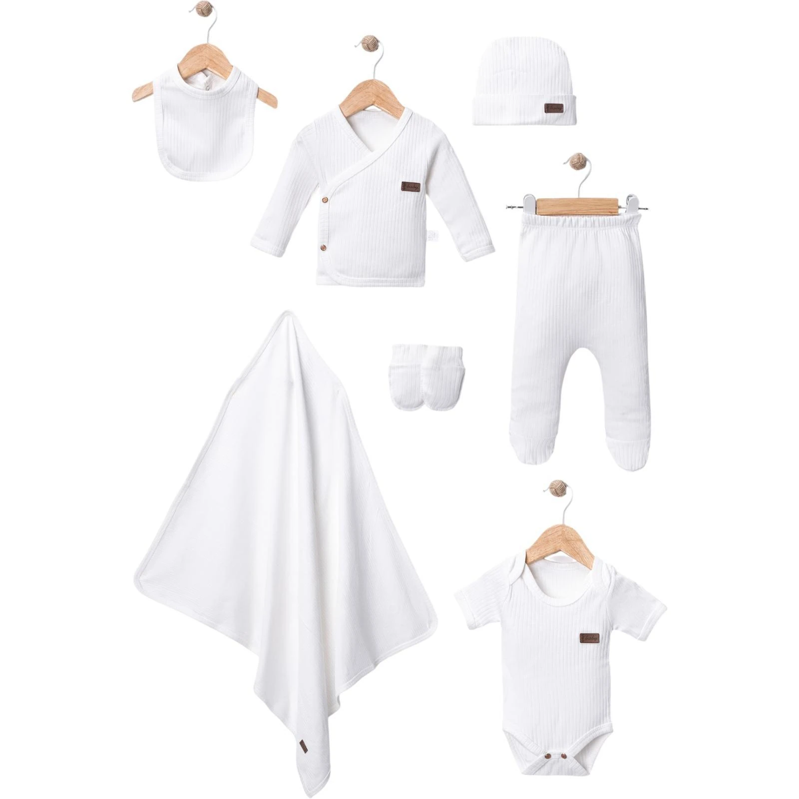 444782 RAPORLU DÜZ RENK 7'Lİ HASTANE ÇIKIŞI SETİ  - Ekru