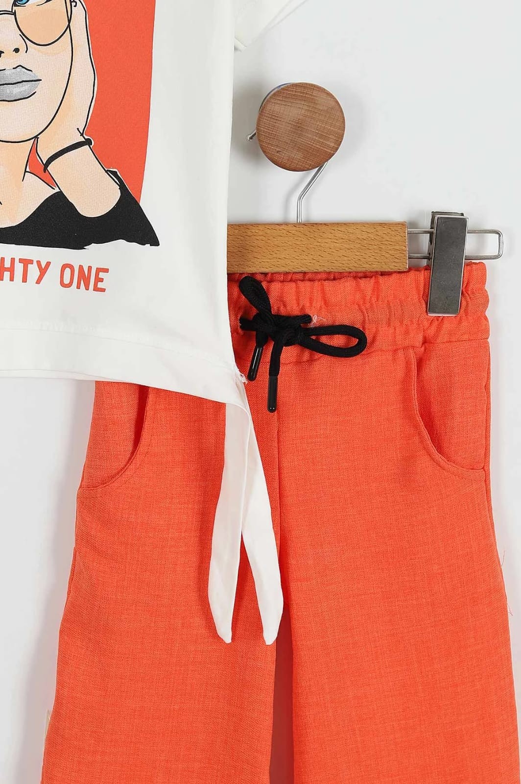 9039 NAUGHTY YAZILI PANTOLONLU KIZ TAKIM 