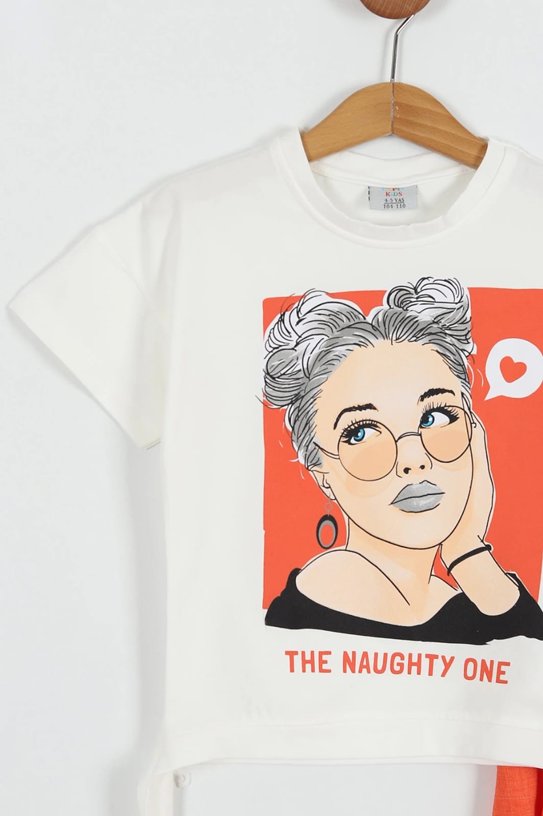 9039 NAUGHTY YAZILI PANTOLONLU KIZ TAKIM 