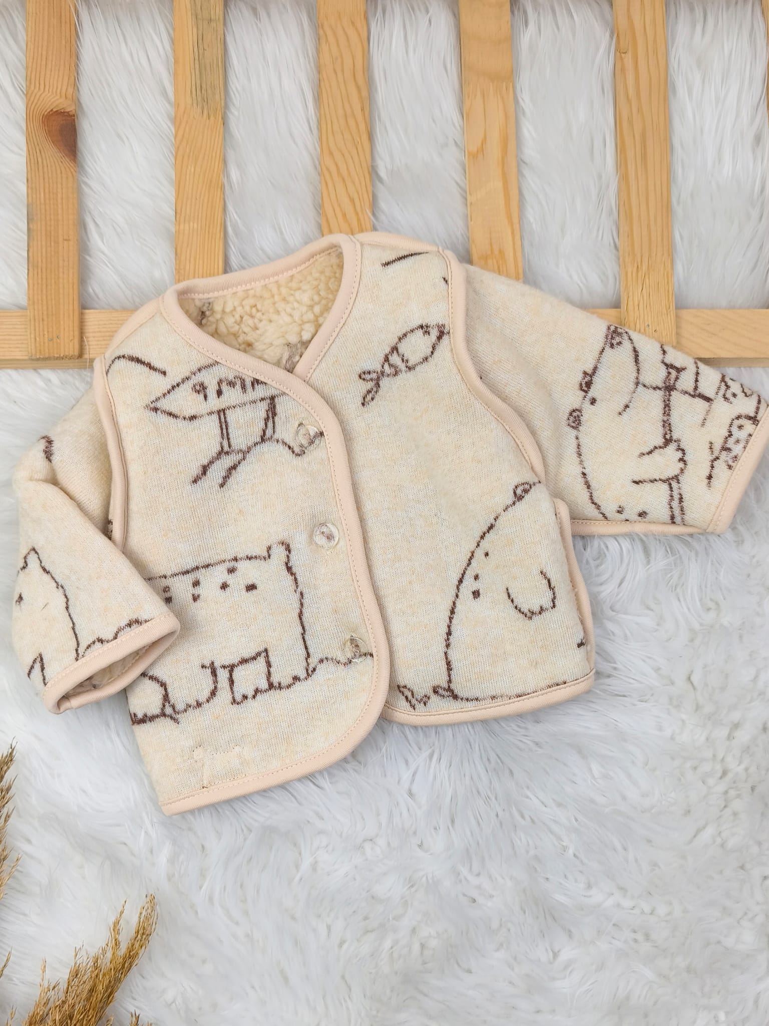 2598 ÇİFT TARAF KULLANILABİLİR BEBE HIRKA 