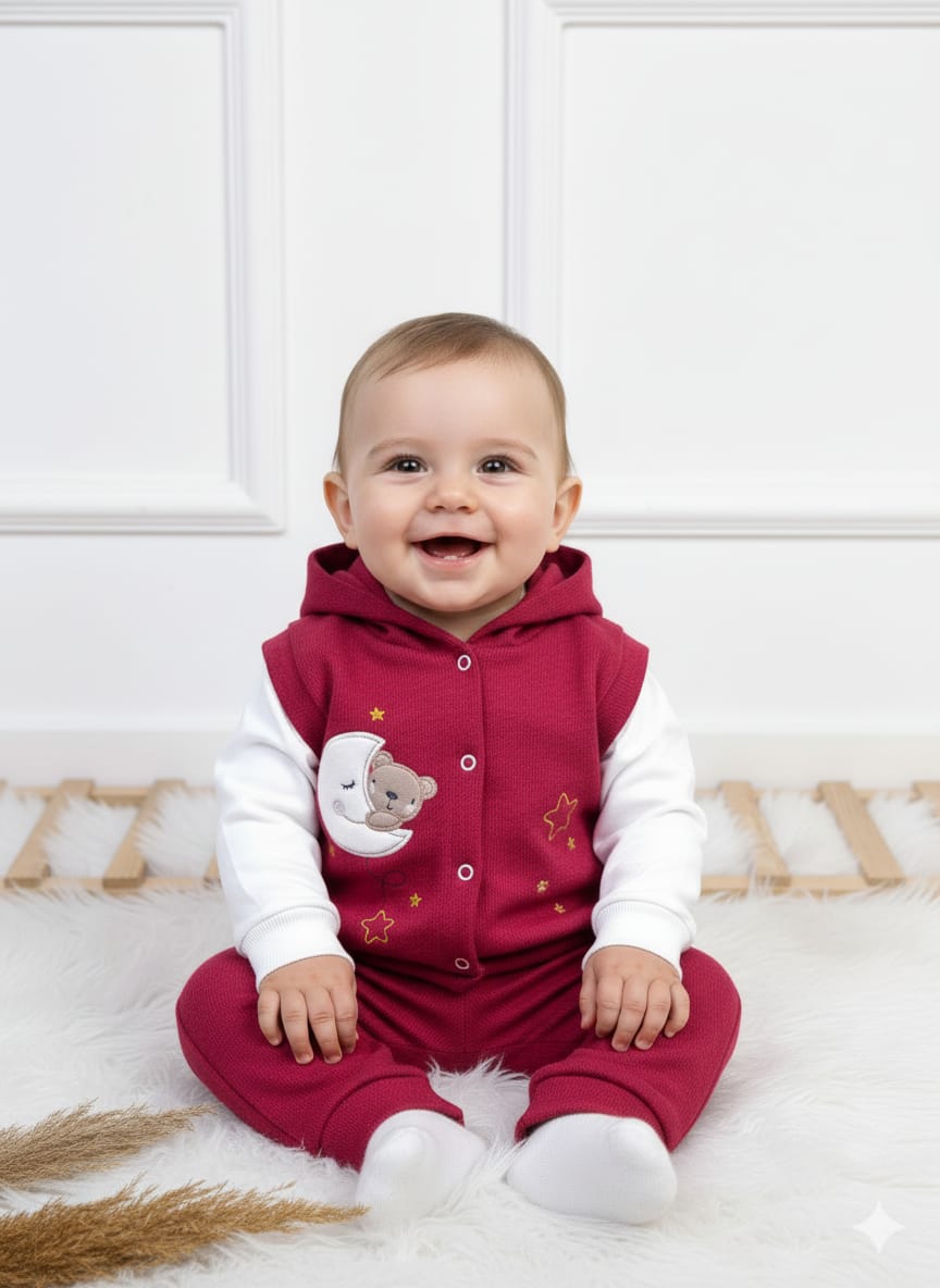 1915 KAŞKORSE KAPŞONLU YELEKLİ KIŞLIKM TAKIM  - Bordo