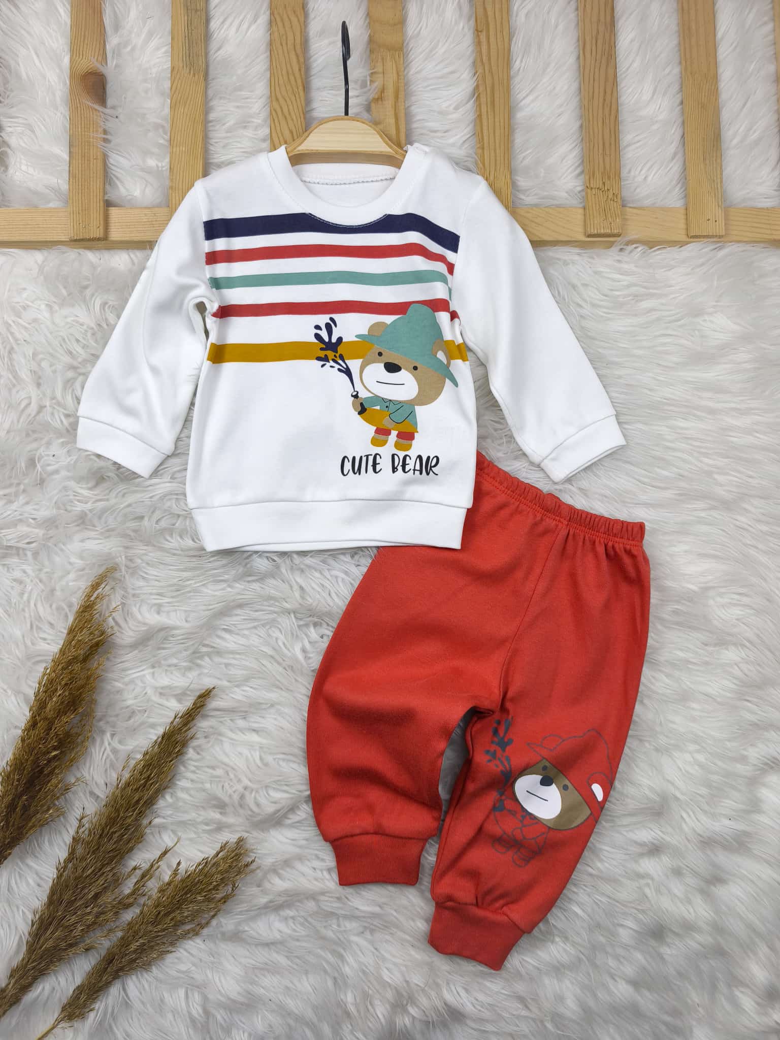 1949 CUTE BEAR ÇİZGİLİ MEVSİMLİK TAKIM  - Kiremit