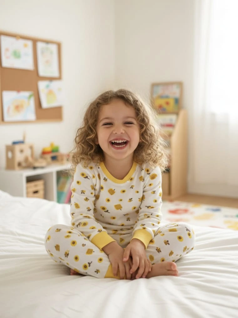 1948 AYÇİÇEĞİ ARI DESEN PİJAMA TAKIMI 