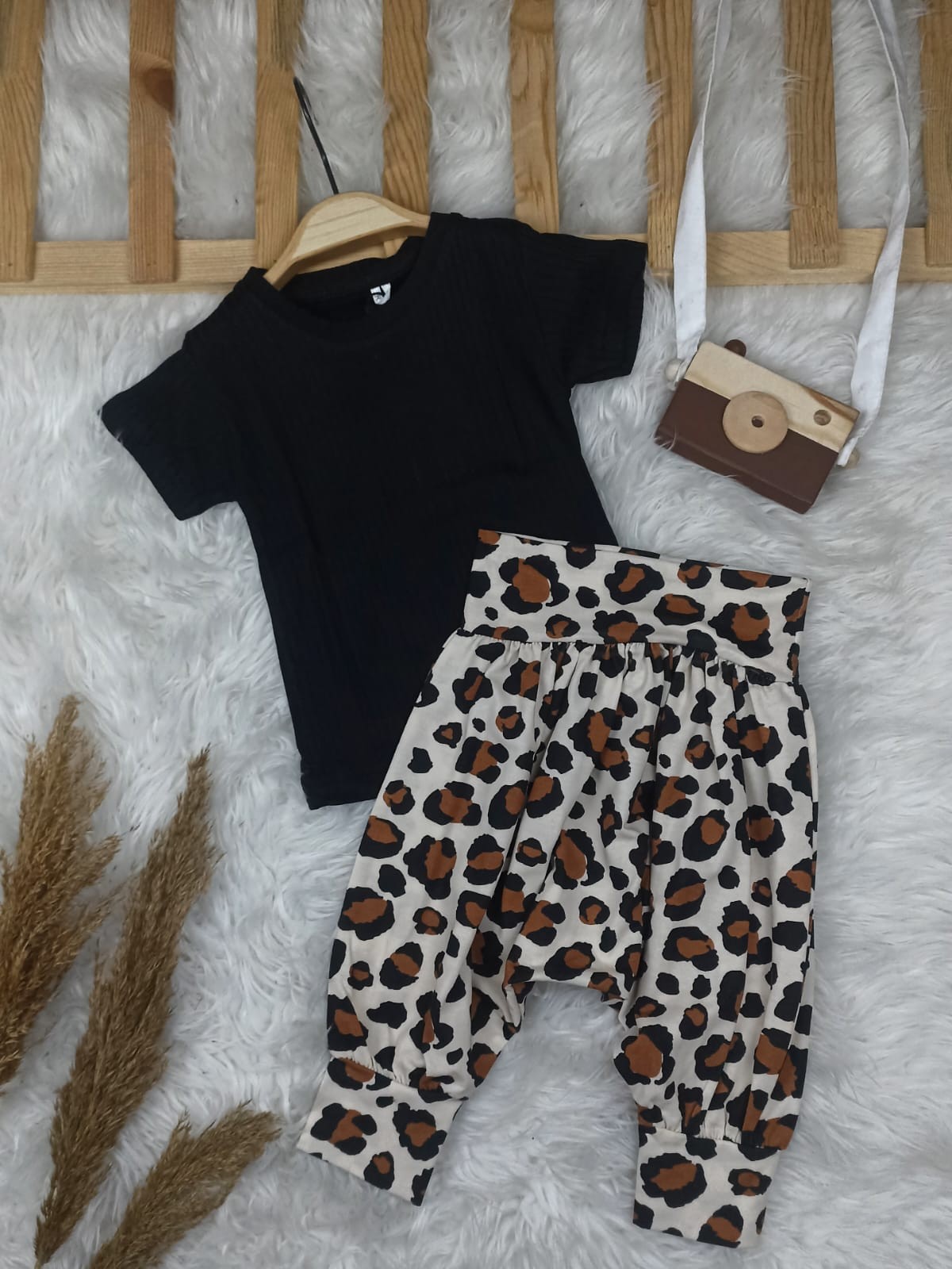 10384 LEOPAR ŞALVAR TAKIM  - Siyah
