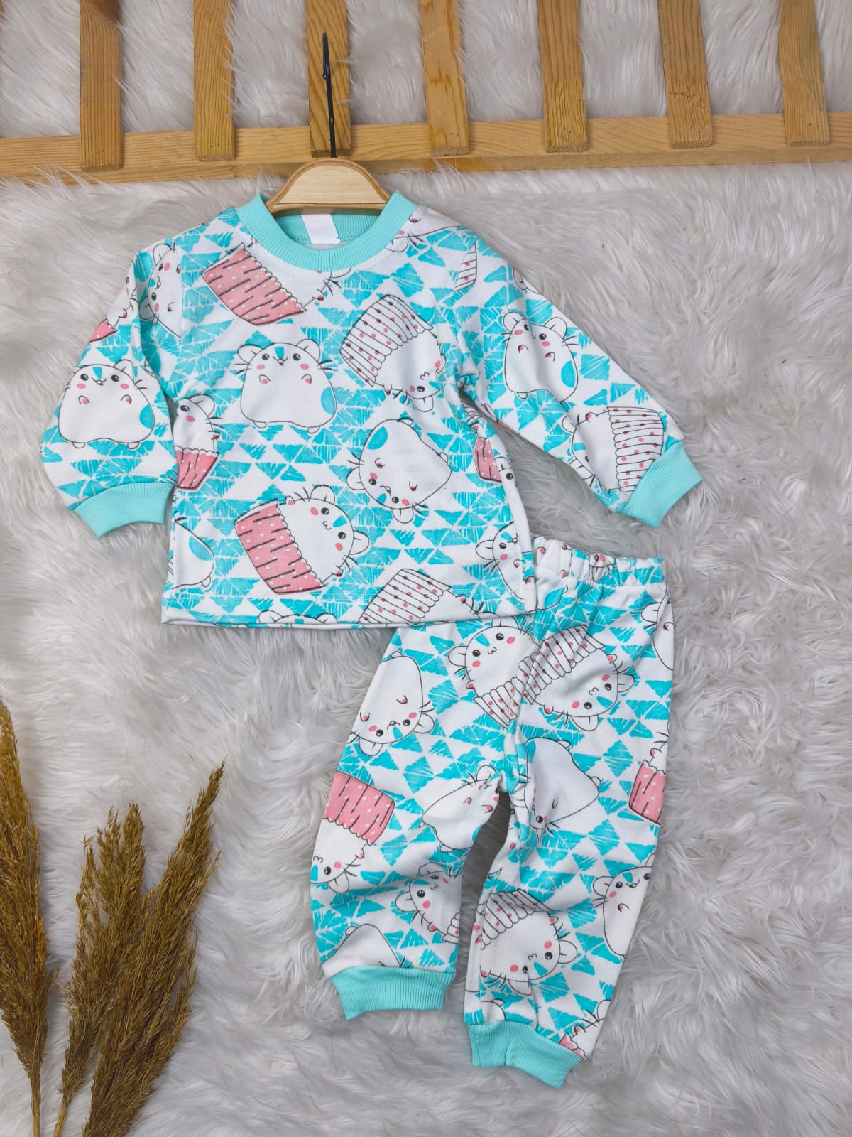 1940 SEVİMLİ FARE DESEN PENYE PİJAMA TAKIMI 