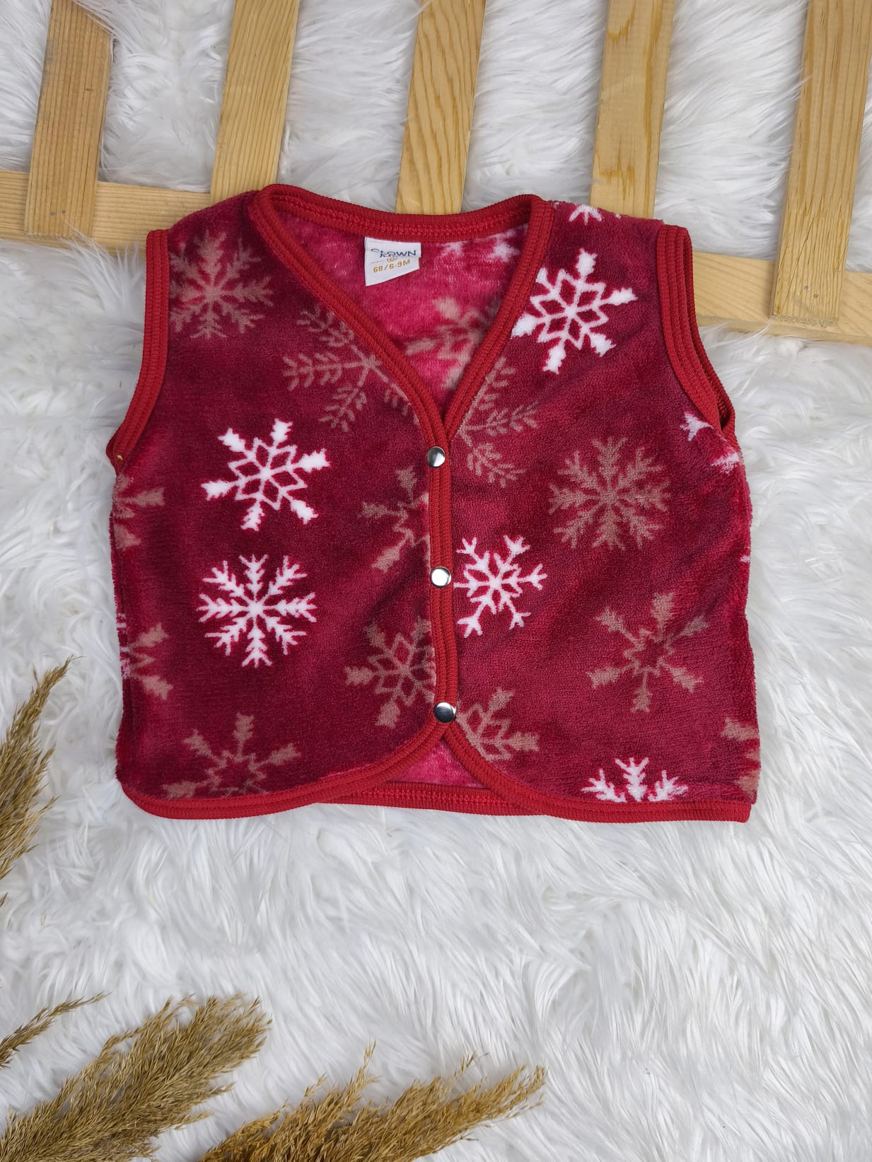 2596 KAR KRİSTAL PELUŞ YELEK  - Bordo