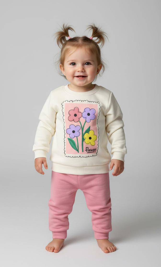 1926 FLOWER ÇİÇEK 3 İP KIŞLIK TAKIM  - Gül kurusu