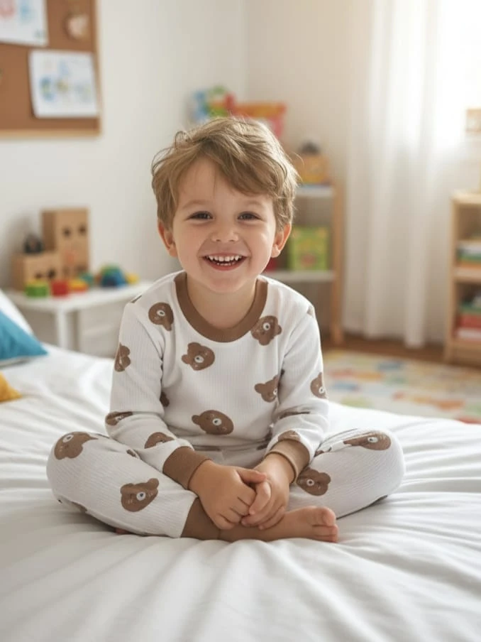 1946 AYICIK KAFA DESEN PİJAMA TAKIMI  - Kahve