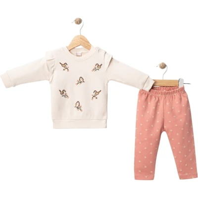 1950 KUŞ NAKIŞLI OMUZ DETAY TAKIM - Somon