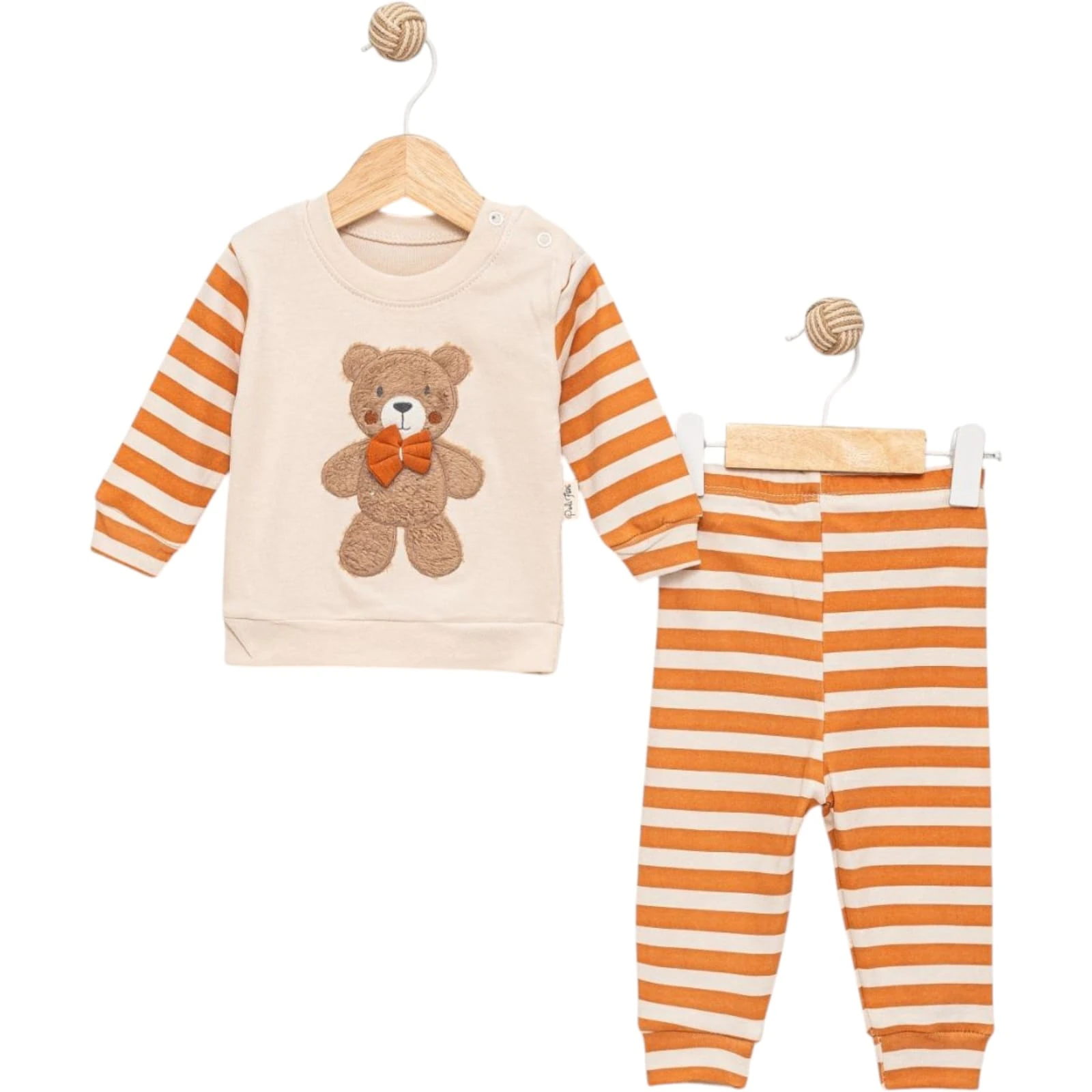 1953 ÇİZGİLİ PAPYONLU AYICIK PENYE TAKIM  - Kiremit