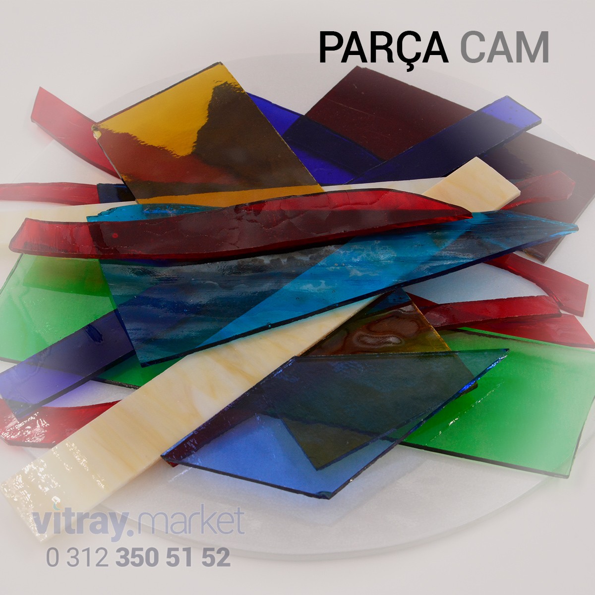 Parça Cam - (Opal - Katedral Vitray Cam) Karışık Renk / KG
